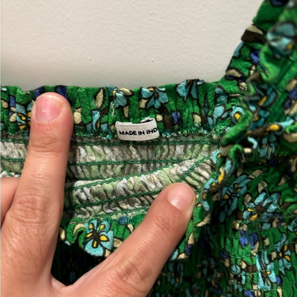 RHODE Jasmine Dress Green Floral Smocked Mini Dress Size small Bodycon Sexy Cute - Picture 4 of 7